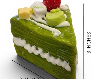 Realistic Matcha Pastry Cake Squishy Toy, Handmade Sensory Stress Relief ASMR Squeeze