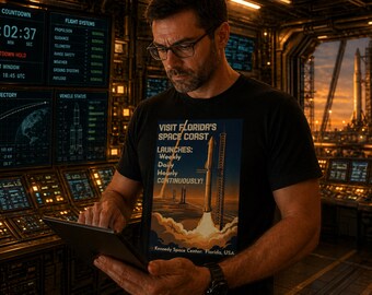 Space Coast T-Shirt | Visit Florida Kennedy Space Center Retro Space Tee | Comfort Colors Apparel