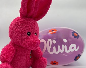 Personalized Jumbo Easter Egg, Jumbo Egg, Easter Basket, Pink Bunny, Personalized Egg, Easter Bucket, Easter eggs for Kids, Personalized