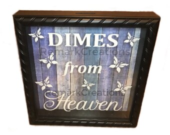 Dimes From Heaven Shadow box / ShadowBox / Display Box / Bereavement Gift / Sympathy Gift  / Pennies From Heaven / Dimes