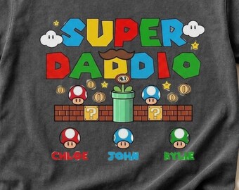 Camiseta personalizada Super Daddio de Comfort Colors®, camiseta de regalo para el Día del Padre, camiseta para papá gamer, camiseta de superpapá, el mejor regalo para papás.