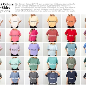 The image is a collage of various color options for a C1717-T-shirt, showcasing different styles and colors.