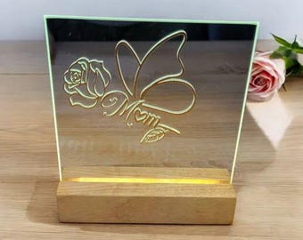 Personalized LED lamp with heart & rose – A unique and romantic gift