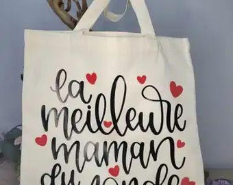 "World's Best Mom" Tote Bag – Personalized Heart-Shaped Puff Pastel Bag – Mother's Day Gift or Just Because