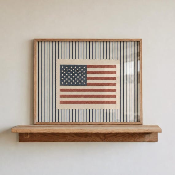 American Flag Wall Art, Vintage Americana Decor, Retro USA Flag Print, Patriotic Poster Home Decor, Fourth of July Decor (UNFRAMED)
