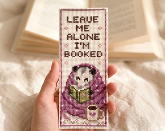 Funny Opossum Cross Stitch Bookmark Pattern PDF | Leave Me Alone I’m Booked | Cute Book Lover Gift | Cozy Reader Embroidery