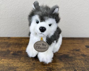 Vintage 2003 Aurora Classic Husky Dog Puppy 6" Plush Stuffed Animal Toy