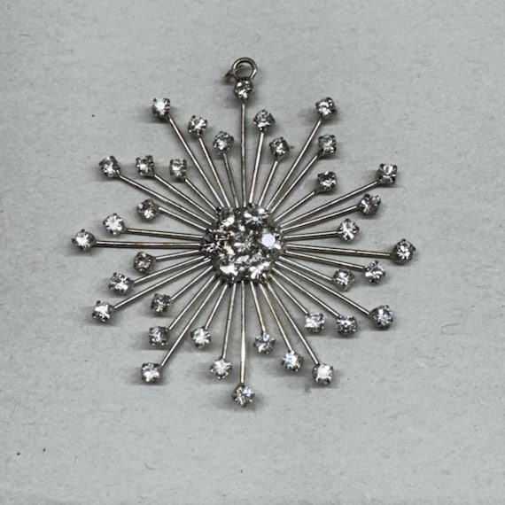 Mid Century Modern Starburst Rhinestone Pendant Atomic Sputnik MCM Jewelry