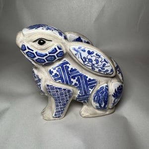 Nancy Lopez 1980 rabbit mosaic pottery figure vintage