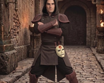 Amon Cosplay Costume Men Legend of Korra Equalist Villain Anime Outfit Full Set Comic Con Halloween
