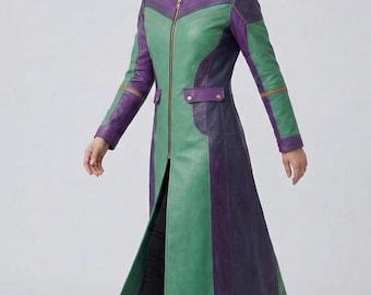 Nuka Cola Quantum Style Long Trench Coat PU Leather Post Apoc Sci Fi Cosplay Jacket for LARP and Fan Events