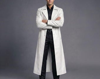 Handmade Gothic Matrix Style Leather Trench Coat Lambskin Full Length Custom Fit Long Overcoat Cosplay Coat