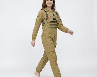 Women’s Post-Apocalyptic Jumpsuit | Tactical Cotton Canvas Survival Suit, Stalker-Inspired Outfit for Airsoft, LARP & Cosplay Gear
