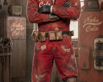 Cosplay Nuka Cola Wasteland Suit Custom Post Apocalyptic Canvas Jumpsuit Handmade Costume for Comic Con LARP