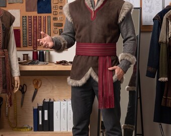 Kristoff Frozen 2 Cosplay Costume Adult Men Nordic Winter Outfit Handmade Disney Prince Halloween Wear