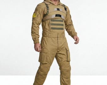 Men’s Post-Apocalyptic Jumpsuit | Tactical Cotton Canvas Survival Suit, Stalker-Inspired Outfit for Airsoft, LARP & Cosplay Gear