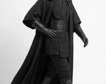 Sith Lord Cosplay Costume Black Jedi Robe Tunic Set with Hooded Cloak Outfit, Dark Side Handmade Costume for Halloween and Comic Con