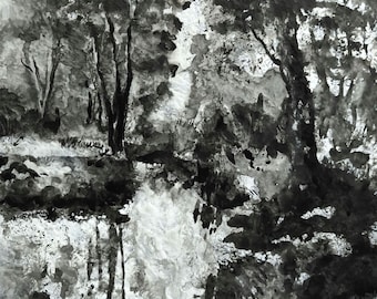 Ink study 9 by Nathalie JAGUIN - "paths under the woods and rivers of Brittany" collection
