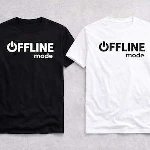 T-shirt offline modus Minimalistisch T-shirt met grafisch ontwerp Unisex-shirt Zwart Wit Esthetisch Eenvoudig Modern Casual Top
