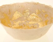 Cream Gold Bowl Handmade Paper Bowl cream handmade paper paper papier mache bowl with gold leaf raku firing effect original artwork