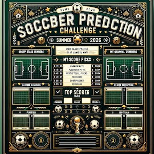 Tarjeta de predicción de fútbol / Descarga digital de la Copa Mundial de la FIFA 2026