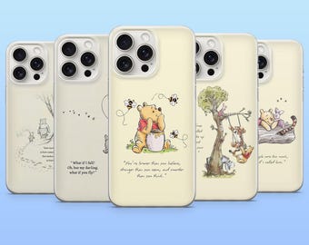 Étui pour téléphone avec citation de Winnie l'ourson, motif ours mignon, inspiration pour iPhone 17, 17e, 16, 15, 14, 13, Samsung S26, S25, S24, A56, A16, Pixel 10a, 9