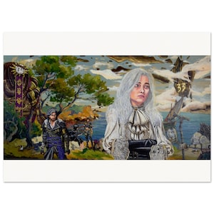 Impression Physique Premium – Œuvre Originale « La Dame aux Cheveux d’Argent » en Thrift Art