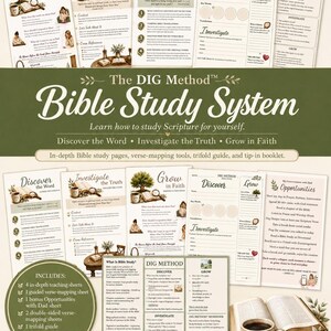 DIG Method Bible Study System | Printable Worksheets, Verse Mapping (Digital Download)