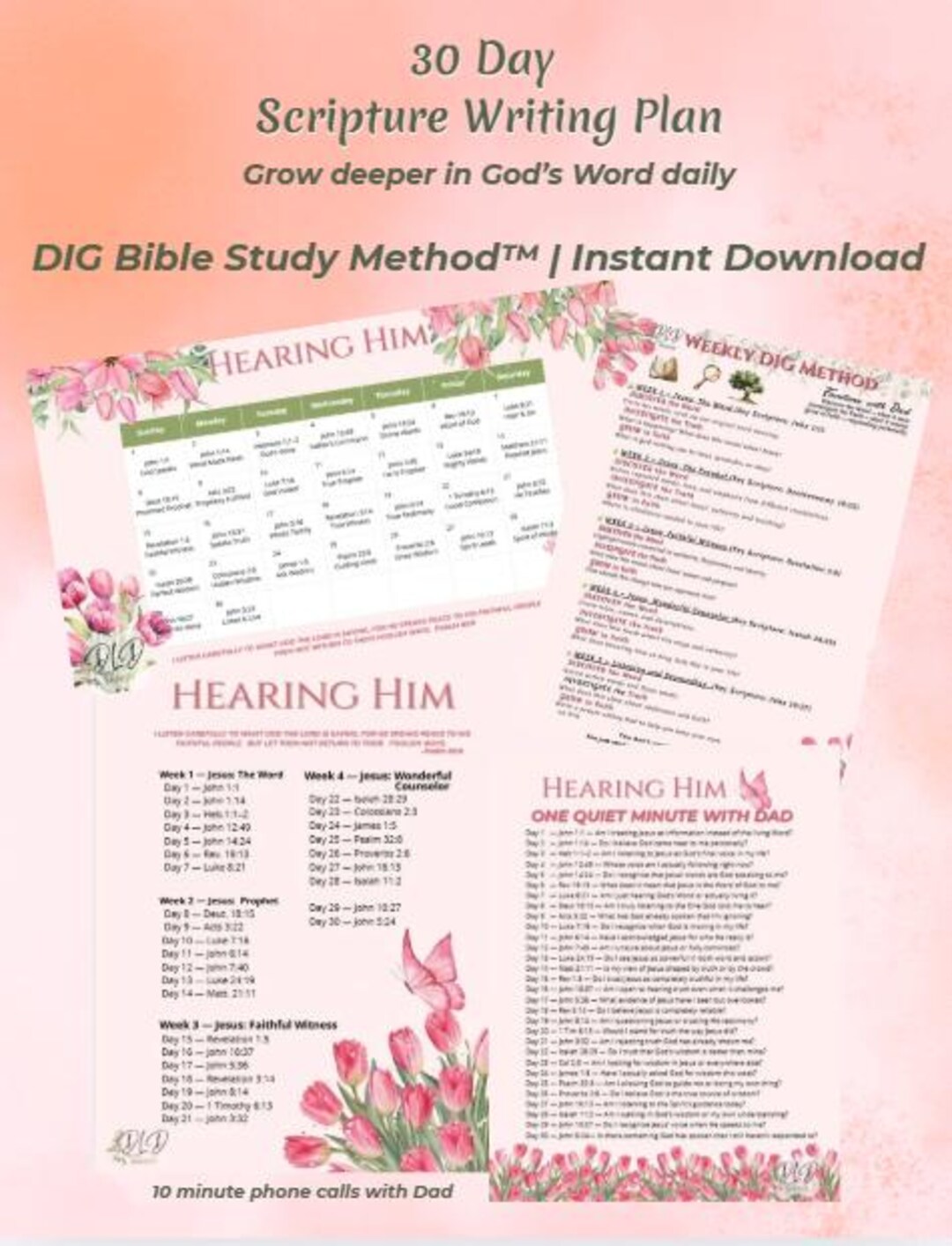 30 Day Scripture Writing Plan, DIG Bible Study Method (instant Download ...