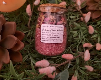 Garden of Venus Bath Salts | Lavender Vanilla Herbal Soak, Rose Petals, Hibiscus