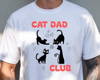Cat Dad Club Shirt: Playful Silhouettes, Retro Lettering, 100% Cotton Tee