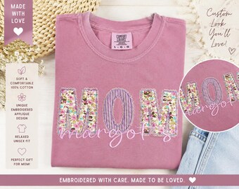 MOM Embroidered Sweatshirt | Floral Mama Crewneck – Cozy Pullover