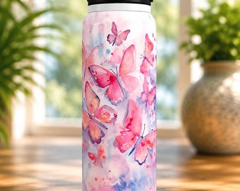 Cirkul Sip Compatible Custom Tumbler – Butterfly Personalized Insulated Water Bottle