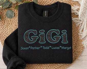 Embroidered GiGi Glitter Sweatshirt with Bow – Cozy Pullover
