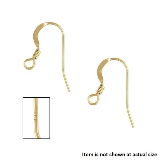 14k Gold Filled Flat Fish Hook Ear Wire With Coil 