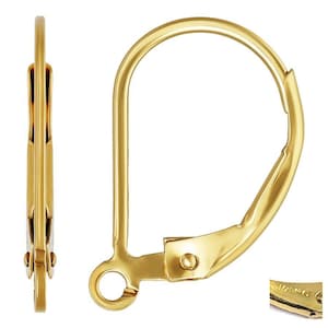 14K Gold Filled Leverback Ear Wires | Plain, Heart, Fleur De Lis, Interchangeable, Shield | Earring Hooks for DIY Jewelry Making