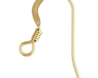 May include: Gold-toned earring hook with a coiled wire at the top and a smooth, curved wire extending down.