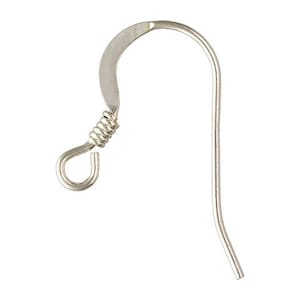 May include: Silver earring hook with a coiled wire loop at the top.
