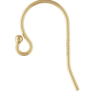 May include: Gold-toned earring hook with a small ball at the top and the inscription "14K" on the back.