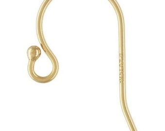 May include: Gold-toned earring hook with a small ball at the top and the inscription "14K" on the back.