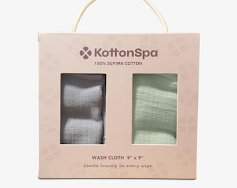 Set di due salviette CloudGauze - Grigio e verde tinta unita