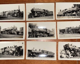 Lot 9 Vintage Steam Locomotive Railroad Photos B&W Train Engines 1930s Original