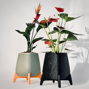 Modern Planter with Stand | Minimalist Indoor Plant Pot | Mid Century Planter