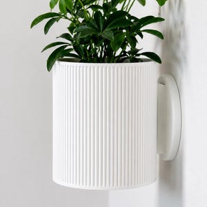 Geribbelde plantenbak voor wandmontage | 3D-geprinte plantenpot met wandhouder