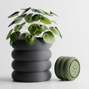 Modern Stack Planter – Self-Watering, 3D Printed, Minimalist Home Decor (6 Inch & 3 Inch)