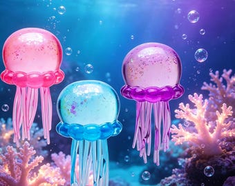Medusa super resistente e squishy nei colori dell'oceano – Atossica, a lenta risalita, ideale per alleviare lo stress di bambini e adulti.