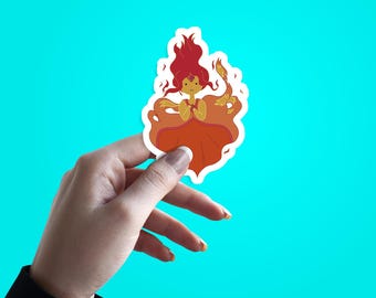 Flame Princess Waterproof Glossy Vinyl Die Cut Sticker