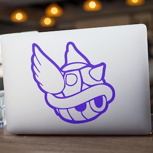 Vinilo adhesivo brillante con diseño de caparazón azul de Mario Kart / Para uso exterior, ventanas de coche y superficies lisas.