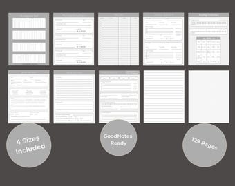 Reading Journal Printable PDF | Book Tracker | Gray | GoodNotes Notability | US Letter A5 A4 6x9