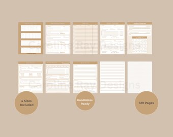 Reading Journal Printable PDF | Book Tracker | Beige | GoodNotes Notability | US Letter A5 A4 6x9